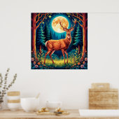 Poster Le cerf majestueux dans une forêt luxuriante (Cuisine)