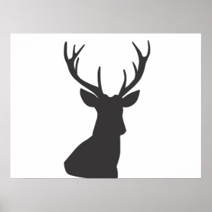 Poster Le cerf Silhouette Silhouette animal sauvage Postc