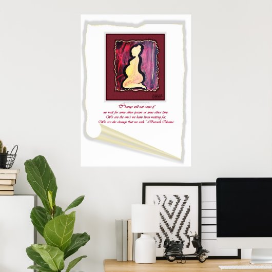 Poster "Le changement ne viendra pas..." Citation de Bara (Bureau à domicile)