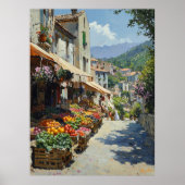 Poster Le charmant marché de village de style impressionn (Devant)