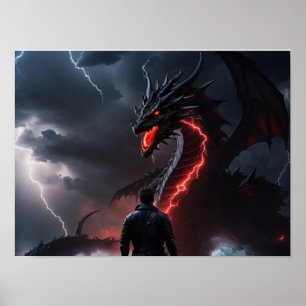 Poster Le chasseur défie un dragon
