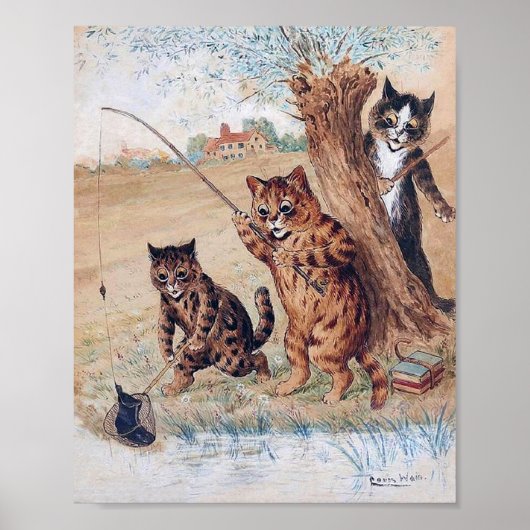 Poster Le chat a attrapé les bottes, Louis Wain (Devant)