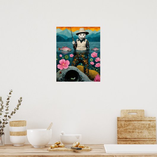 Poster Le chat à pêche (Cuisine)