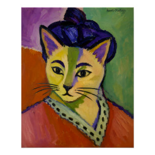 Poster Le chat à rayure verte – Inspiré du Fauvisme de Ma