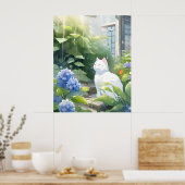 Poster Le chat blanc sous la pluie (Cuisine)