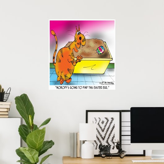 Poster Le chat cache l'oeuf de Pâques (Bureau à domicile)
