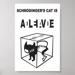 Poster Le Chat de Schrödinger Vivant et Mort – Physique Q