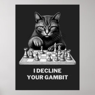 Poster Le chat d'échecs décline votre gambit