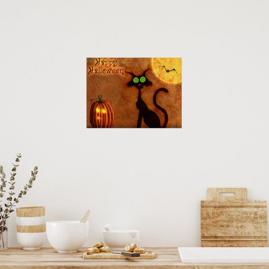 Poster Le chat d'Halloween - (Cuisine)