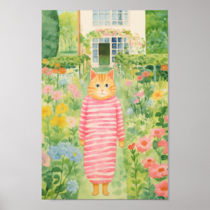 Poster Le chat en rose