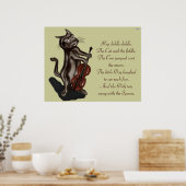 Poster Le chat et la brosse (Cuisine)