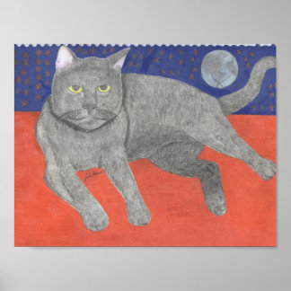 Poster Le Chat Et La Lune De Julia Hanna