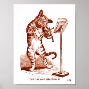 Poster Le chat et le dessin Vintage Fiddle 1884 copie