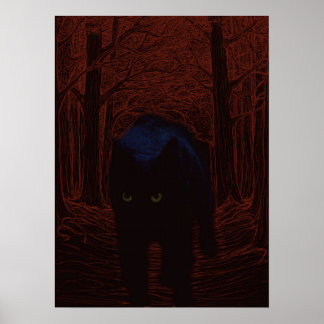 Poster Le chat fantôme et la forêt rouge