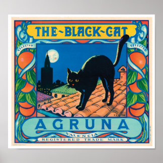 Poster Le chat noir Agruna Valencia Oranges Cool Vintage