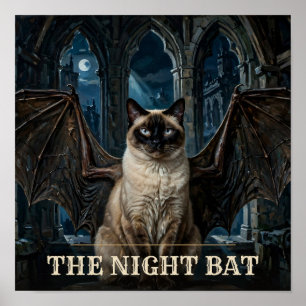 Poster Le chat siamois chauve-souris de nuit Portrait d'H