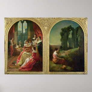 Poster Le château de Kenilworth - passé et présent, 1854