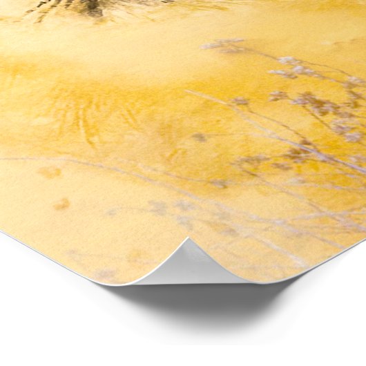 Poster Le chaton en imprimé jaune (Coin)