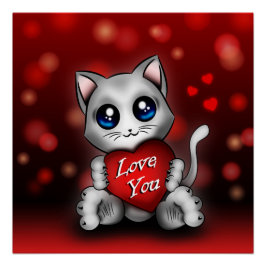 Poster Le chaton houdt van je Perfect Poster