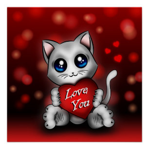 Poster Le chaton houdt van je Perfect Poster