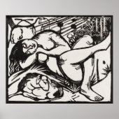 Poster Le chef-d'oeuvre de Franz Marc Sleeping Shepherdes (Devant)