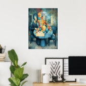 Poster Le Chef-d'œuvre de réinterprétation de La Table Bl (Bureau à domicile)