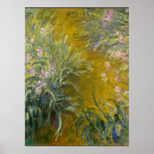 Poster Le chemin à travers les Irises - Claude Monet