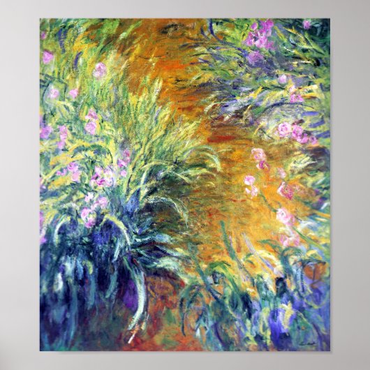 Poster Le chemin à travers les Irises par Monet Imprimer (Devant)
