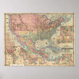 Poster Le chemin de fer et la carte militaire de Colton