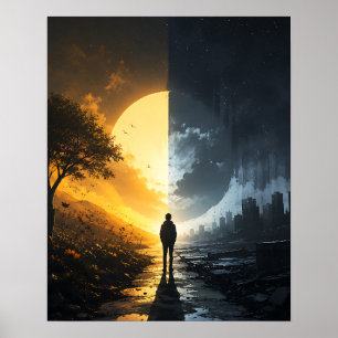 Poster Le chemin silencieux entre la lumière et les ténèb