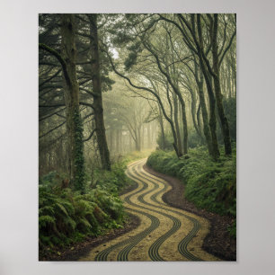 Poster Le chemin sinueux des bois profonds : un F surréal