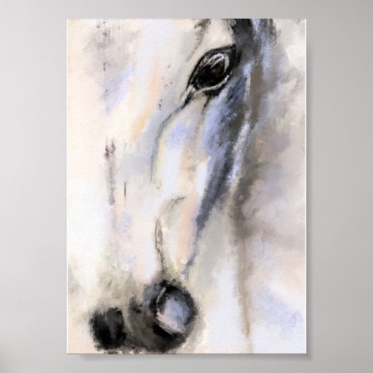 Poster Le Cheval Blanc - Peinture Originale  (Devant)
