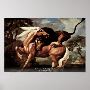 Poster Le Cheval Est Attaqué Par Un Lion Par Stubbs Georg