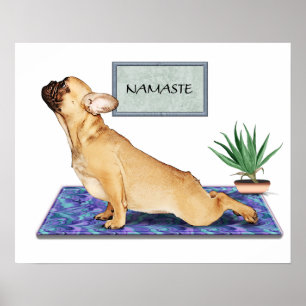 Poster Le Chien à la française en train de faire du yoga 