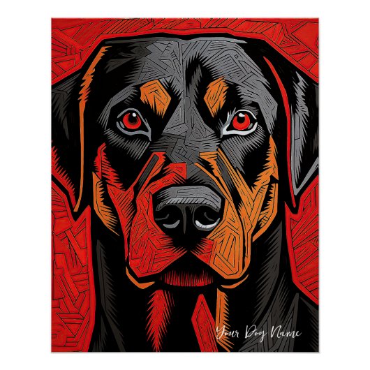 Poster Le chien Rottweiler, rouge et noir 003 - Ulises Da (Devant)
