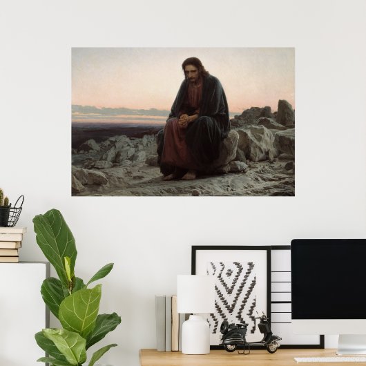 Poster Le Christ dans le désert (par Ivan Kramskoi) (Bureau à domicile)