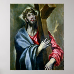 Poster Le Christ étreignant la croix, 1600-10 (huile sur