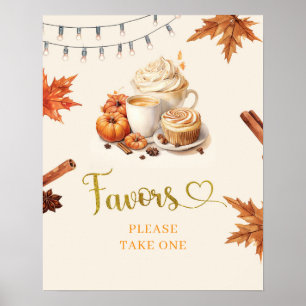 Poster Le Citrouille d'automne brasse Café Feuilles Baby