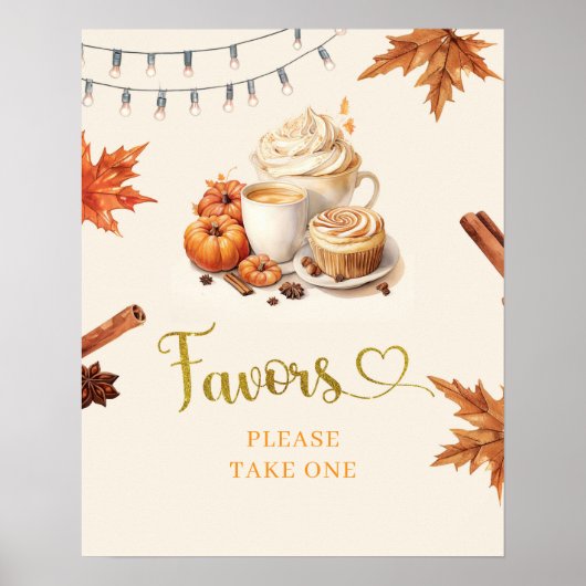 Poster Le Citrouille d'automne brasse Café Feuilles Baby (Devant)