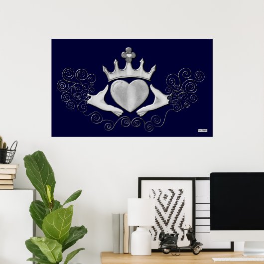 Poster Le Claddagh (Argent) (Bureau à domicile)