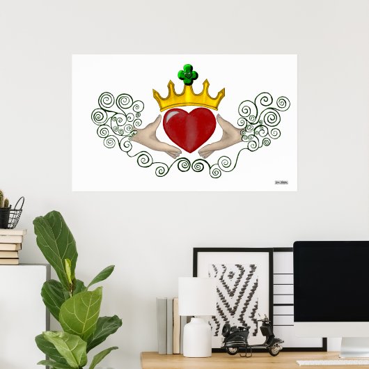 Poster Le Claddagh (couleur complète) (Bureau à domicile)