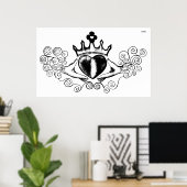 Poster Le Claddagh (noir) (Bureau à domicile)