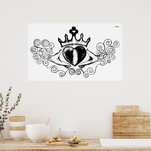 Poster Le Claddagh (noir) (Cuisine)