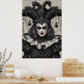 Poster Le clown Joker en noir et blanc (Cuisine)