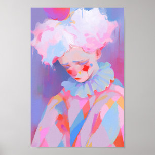 Poster Le clown rose solitaire
