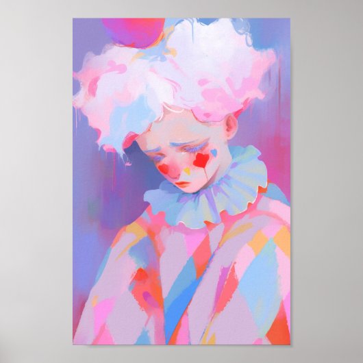 Poster Le clown rose solitaire (Devant)