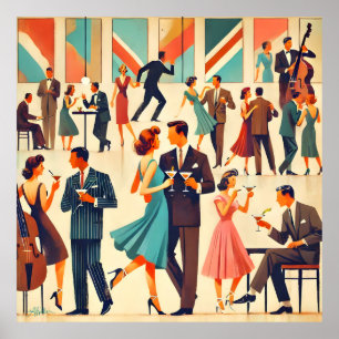Poster Le Club Martinis Moderne Du Milieu Du Siècle