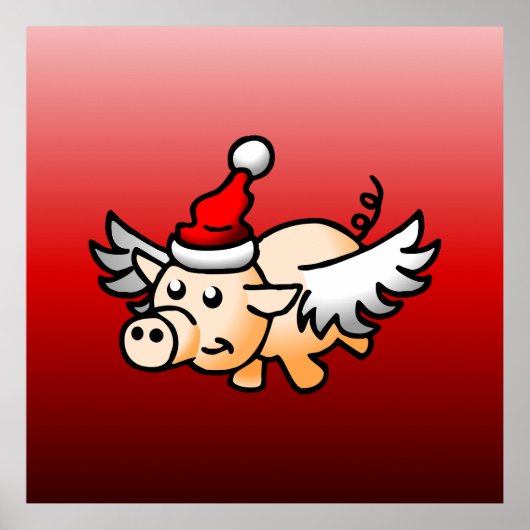Poster Le Cochon de Noël Volant (Devant)
