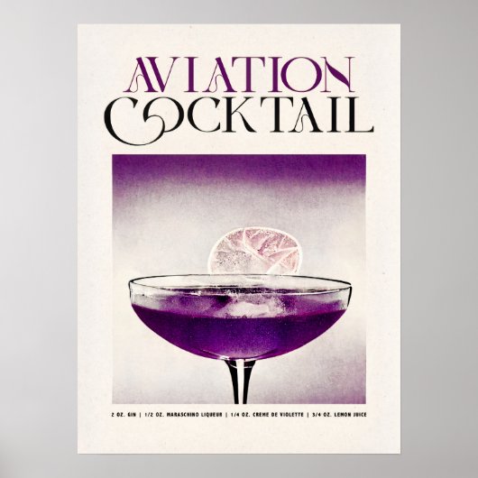 Poster Le cocktail aviation : Un délice Violet (Devant)