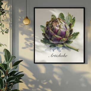 Poster Le Coeur du Jardin : Artichoke en Aquarelle